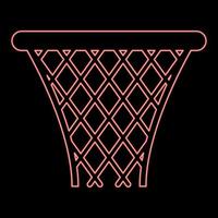 Neon basketball basket streetball net basket icon red color vector illustration image flat style