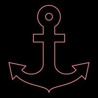 Neon ship anchor for marine nautical design icon red color vector illustration image flat style