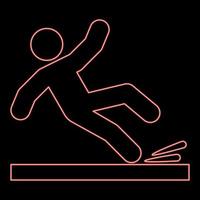 Neon falling man icon red color vector illustration image flat style