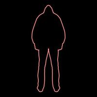 Neon man in the hood concept danger silhouette back side icon red color vector illustration image flat style