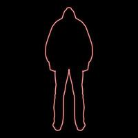 Neon man in the hood concept danger silhouette back side icon red color vector illustration image flat style