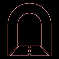 Neon subway tunnel with road for car icon red color vector illustration image flat style