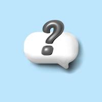 Question mark in the bubble speech doubting emotion information symbol 3d icon on blue background vector