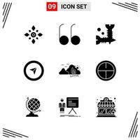 9 Icons Solid Style Grid Based Creative Glyph Symbols for Website Design Simple Solid Icon Signs Isolated on White Background 9 Icon Set Creative Black Icon vector background