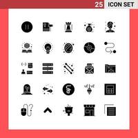 Mobile Interface Solid Glyph Set of 25 Pictograms of beauty clover judge bag of clover sports Editable Vector Design Elements