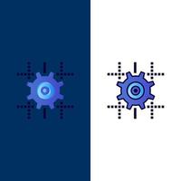 Setting Gear Computing Line  Icons Flat and Line Filled Icon Set Vector Blue Background