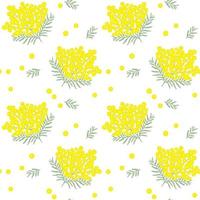Seamless pattern with mimosa. Spring yellow flowers. vector