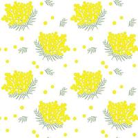 Seamless pattern with mimosa. Spring yellow flowers. vector