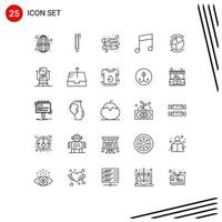 Stock Vector Icon Pack of 25 Line Signs and Symbols for server graph log database note Editable Vector Design Elements