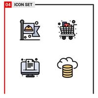 Set of 4 Modern UI Icons Symbols Signs for communist health labour groceries medical Editable Vector Design Elements