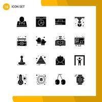 User Interface Pack of 16 Basic Solid Glyphs of patrick board fashion layer printer Editable Vector Design Elements