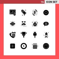 16 Universal Solid Glyphs Set for Web and Mobile Applications education eye disposal service dish Editable Vector Design Elements