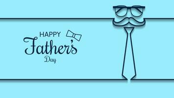 Happy Father's day background with glasses, tie and mustache in minimalist style. suitable for greeting card, banner, poster, social media post, etc. vector illustration