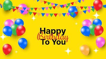 colorful Happy birthday background with balloons and confetti. suitable for greeting card, poster, social media post, etc. vector illustration