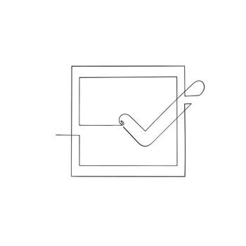 ilustración de cuadro de lista de verificación de dibujo de línea continua vector