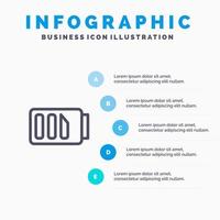 Charge Battery Electricity Simple Line icon with 5 steps presentation infographics Background vector