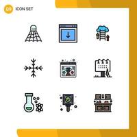 Set of 9 Modern UI Icons Symbols Signs for awards snowflake south snow data Editable Vector Design Elements