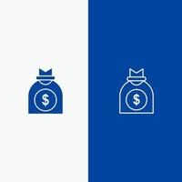 capital dinero riesgo línea de negocio y glifo icono sólido banner azul línea y glifo icono sólido banner azul vector