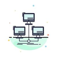 database distributed connection network computer Flat Color Icon Vector