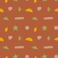 Seamless pattern of cute baby geometric elements. Brown cartoon boho background. For textile, fabric, postcard, poster vector