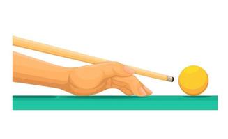 Hand aiming and shooting ball in billiard game sport symbol cartoon illustration vector