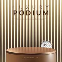 Luxury gold podium with golden lines neon background for product display, Vector illustration