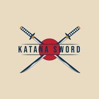 katana espada japonés vintage logo vector ilustración diseño