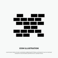 Brick Bricks Wall solid Glyph Icon vector