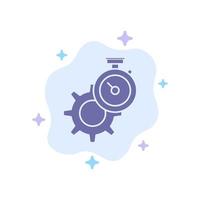Timer Time Gear Setting Watch Blue Icon on Abstract Cloud Background vector