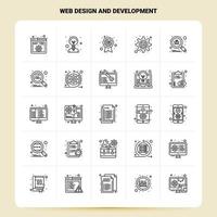 OutLine 25 Web Design And Development Icon set Vector Line Style Design Black Icons Set Linear pictogram pack Web and Mobile Business ideas design Vector Illustration
