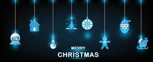 Christmas toys, Merry Christmas and New Year banner. Abstract modern  vector illustration on blue background.