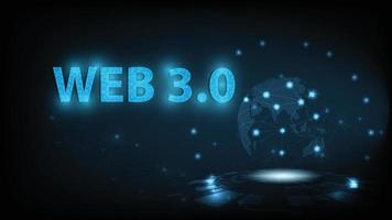 Web 3.0 text on dark blue technology background design.Concept of upgrade new Technology. vector