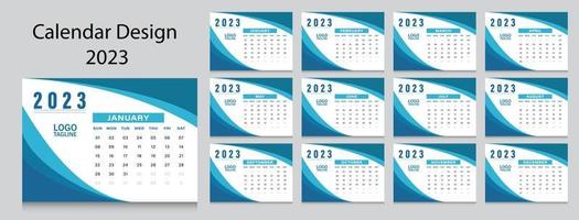 2023 new year clean calendar template vector