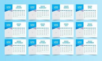 plantilla de calendario limpio de año nuevo 2023 vector