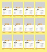 2023 new year clean calendar template vector