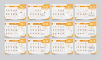 plantilla de calendario limpio de año nuevo 2023 vector