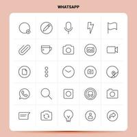 OutLine 25 WhatsApp Icon set Vector Line Style Design Black Icons Set Linear pictogram pack Web and Mobile Business ideas design Vector Illustration