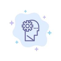 Brain Process Learning Mind Blue Icon on Abstract Cloud Background vector