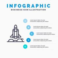 Unicorn Startup Business Rocket Startup Line icon with 5 steps presentation infographics Background vector