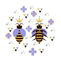Bee queen composition, colorful illustration vector