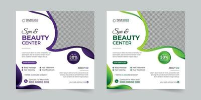 Modern Spa Beauty Center social media post, Digital marketing agency Corporate banner promotion ads sales and discount banner vector template design.