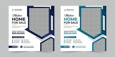 Modern Real estate home sale and house rent advertising square Social media post, Corporate banner promotion ads sales and discount banner vector template.