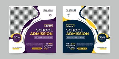 School admission digital marketing social media post, web banner promotion ads sales and discount banner vector template Design.