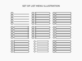 set of list menu illustration. task list vector