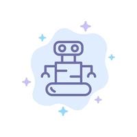 Exoskeleton Robot Space Blue Icon on Abstract Cloud Background vector