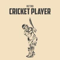 Retro Cricket Player Vector Illustration