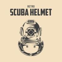 Retro Scuba Diving Helmet Vector Illustration