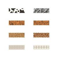 tiras adhesivas washi de cinta de piel animal para decoración de texto. conjunto de cintas washi estampadas de colores. ilustración vectorial vector