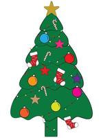 christmas tree with decorations vector