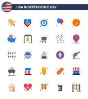 25 USA Flat Signs Independence Day Celebration Symbols of american day american celebrate badge Editable USA Day Vector Design Elements